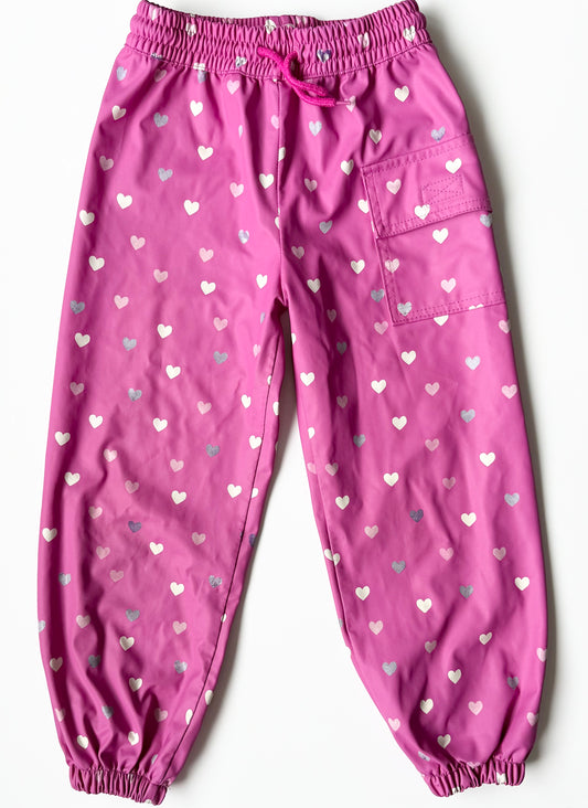 Hatley Pink Hearts Splash/Wind Pants (5 Years)