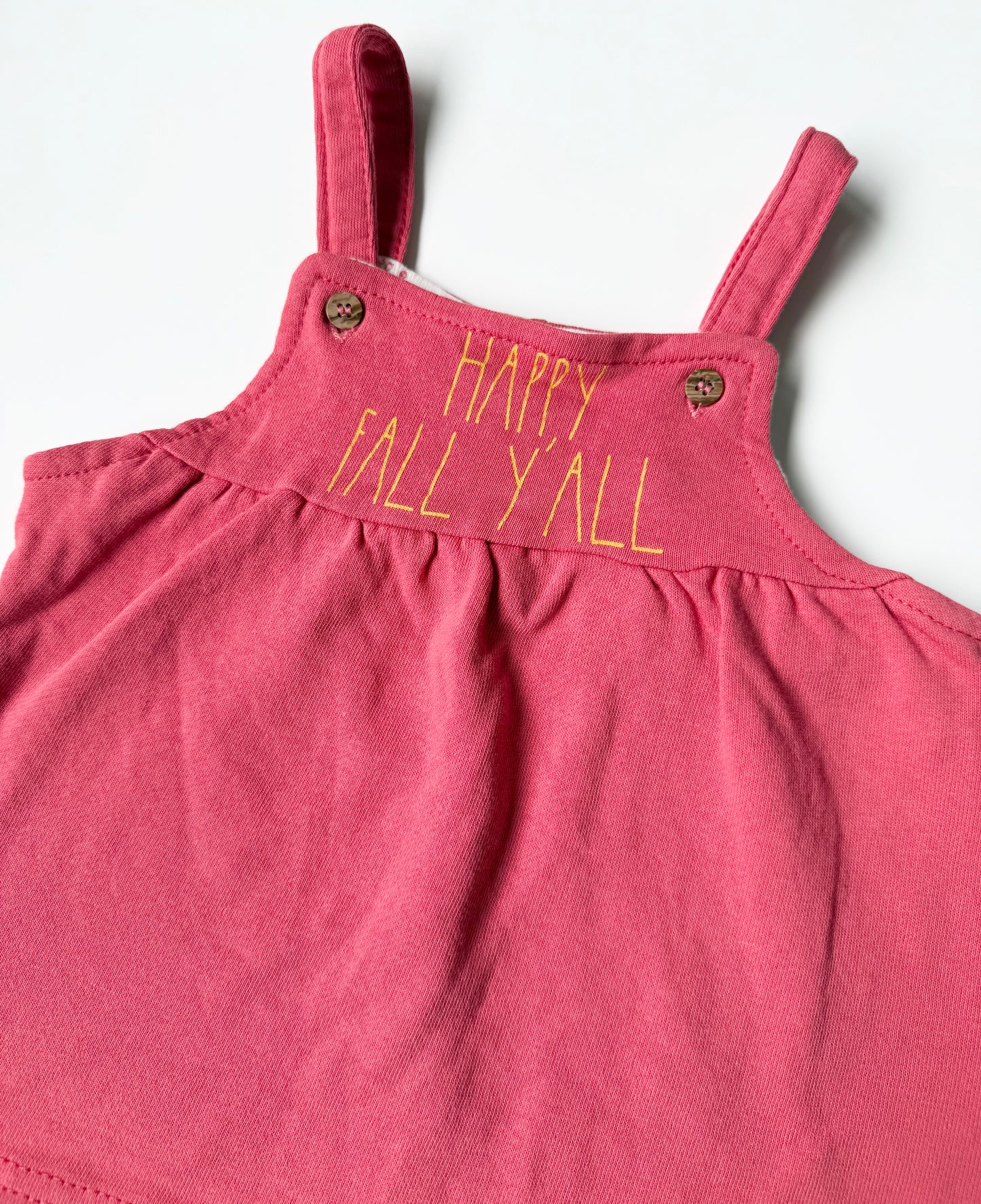 Rae Dunn Pink “Happy Fall Ya’ll” Skirtall (6-9 Months)