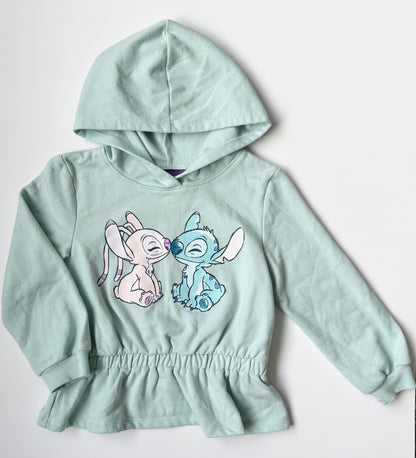 Disney Stitch & Angel Green & Blue Hooded Peplum Sweater & Leggings Set (4T)