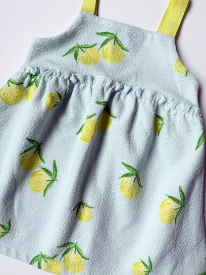 Zara Light Blue & Yellow Pebbled Lemons Tank Dress (12-18 Months)