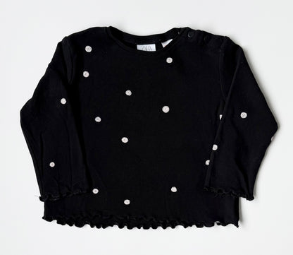 Zara Black & White Polkadot Long Sleeve & Leggings Set (12-18 Months)