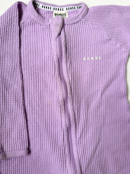 Bonds Wondersuit Re-Loved Purple Waffle Sleeper Romper (12-18 Months)
