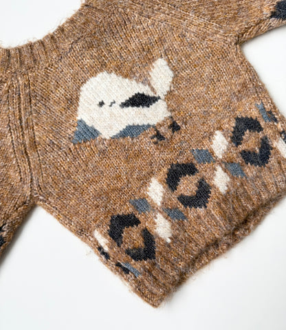 Souris Mini Brown Knit Birdie Sweater (3-6 Months)