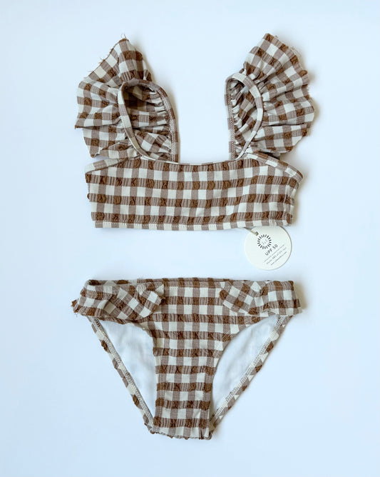 Rylee & Cru Brown Gingham Two Piece Swimsuit - New (2-3 Years)