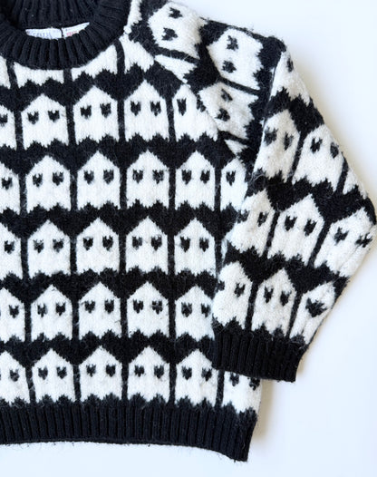 Zara Black & White Knit Ghosts Sweater (4-5 Years)
