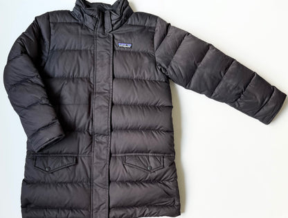 Patagonia Down For Fun Black Puffer Long Winter Coat (7-8 Years - Small)