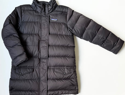 Patagonia Down For Fun Black Puffer Long Winter Coat (7-8 Years - Small)