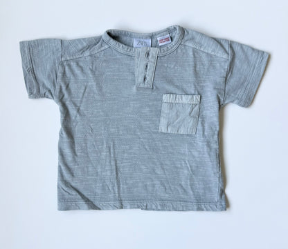 Zara Blue Textured Three Button Pocket T-Shirt (3-6 Months)
