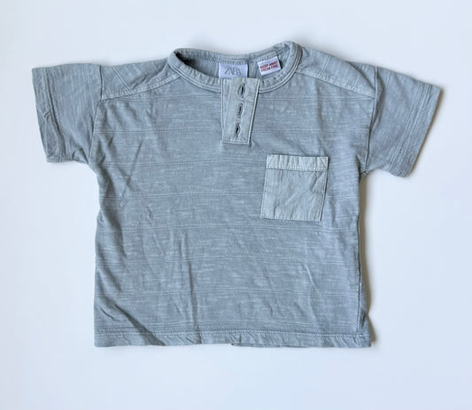 Zara Blue Textured Three Button Pocket T-Shirt (3-6 Months)