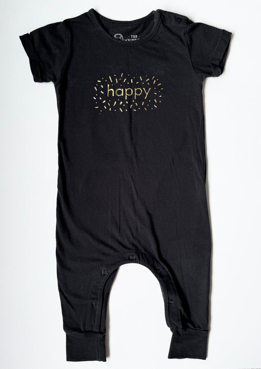 The Whimsical Fox Black & Gold “Happy” T-Shirt Jumpsuit (18-24 Months)
