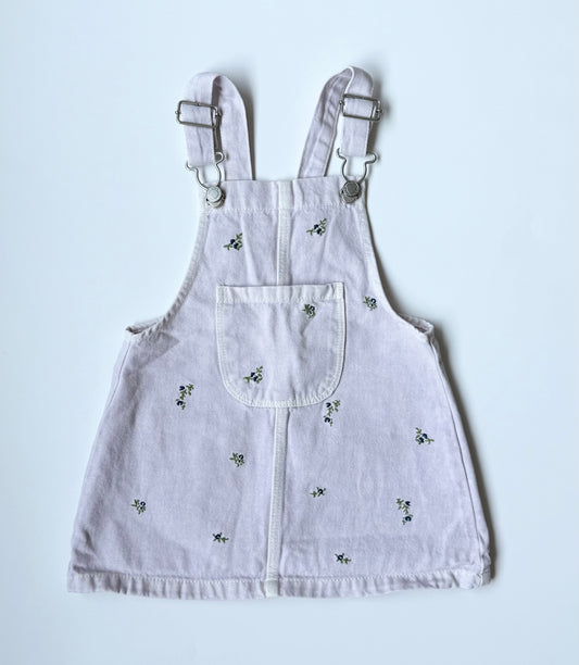 Zara Purple Jean & Blue Embroidered Flowers Skirtall (18-24 Months)