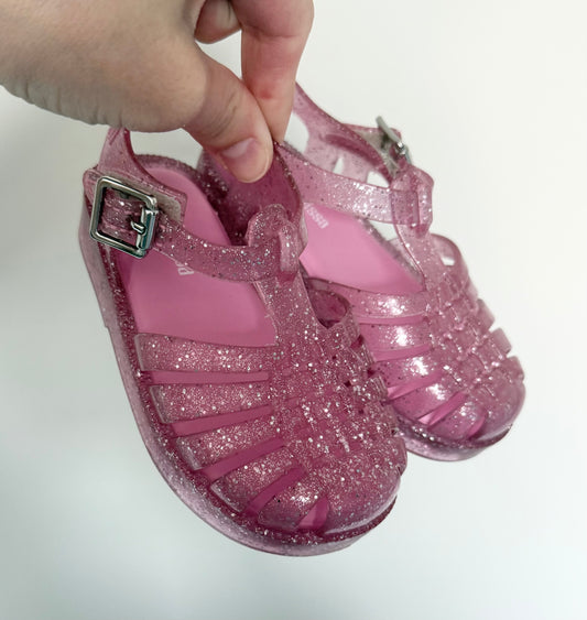 Mini Melissa Possession Pink Sparkle Jelly Sandals (7)