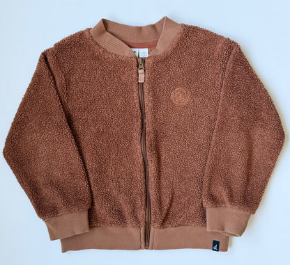 Deux Par Deux Caramel Sherpa Zip Up Jacket (5T)