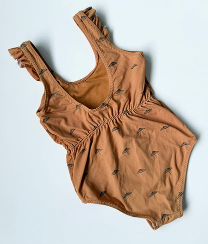 Zara Caramel Brown Beach Umbrella One Piece Swimsuit (3-4 Years)