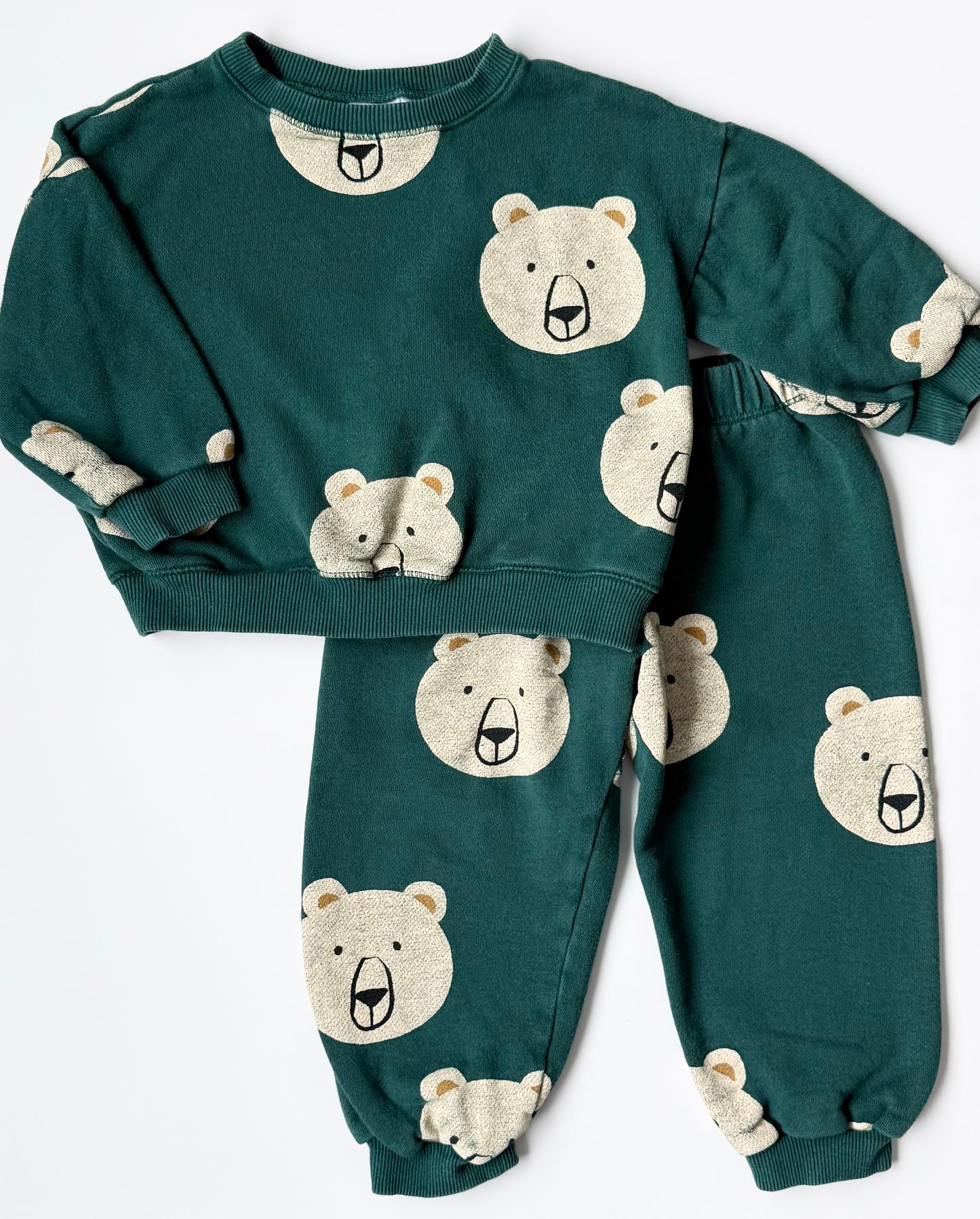 Zara Green Teddy Bears Sweater & Pants Set (2-3 Years)