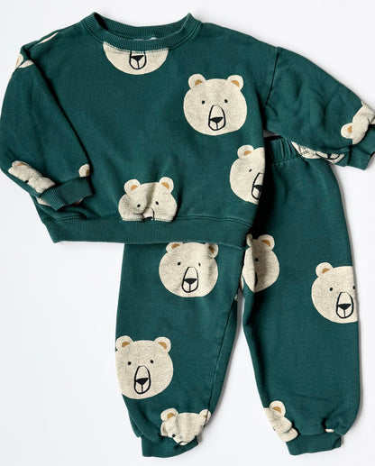 Zara Green Teddy Bears Sweater & Pants Set (2-3 Years)
