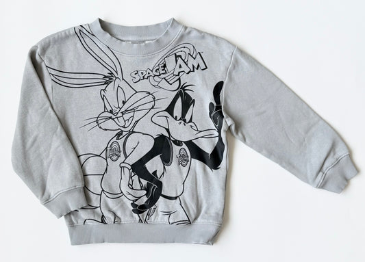H&M x Warner Brothers Looney Tunes Grey “Space Jam” Bugs & Daffy Sweater (2-4 Years)