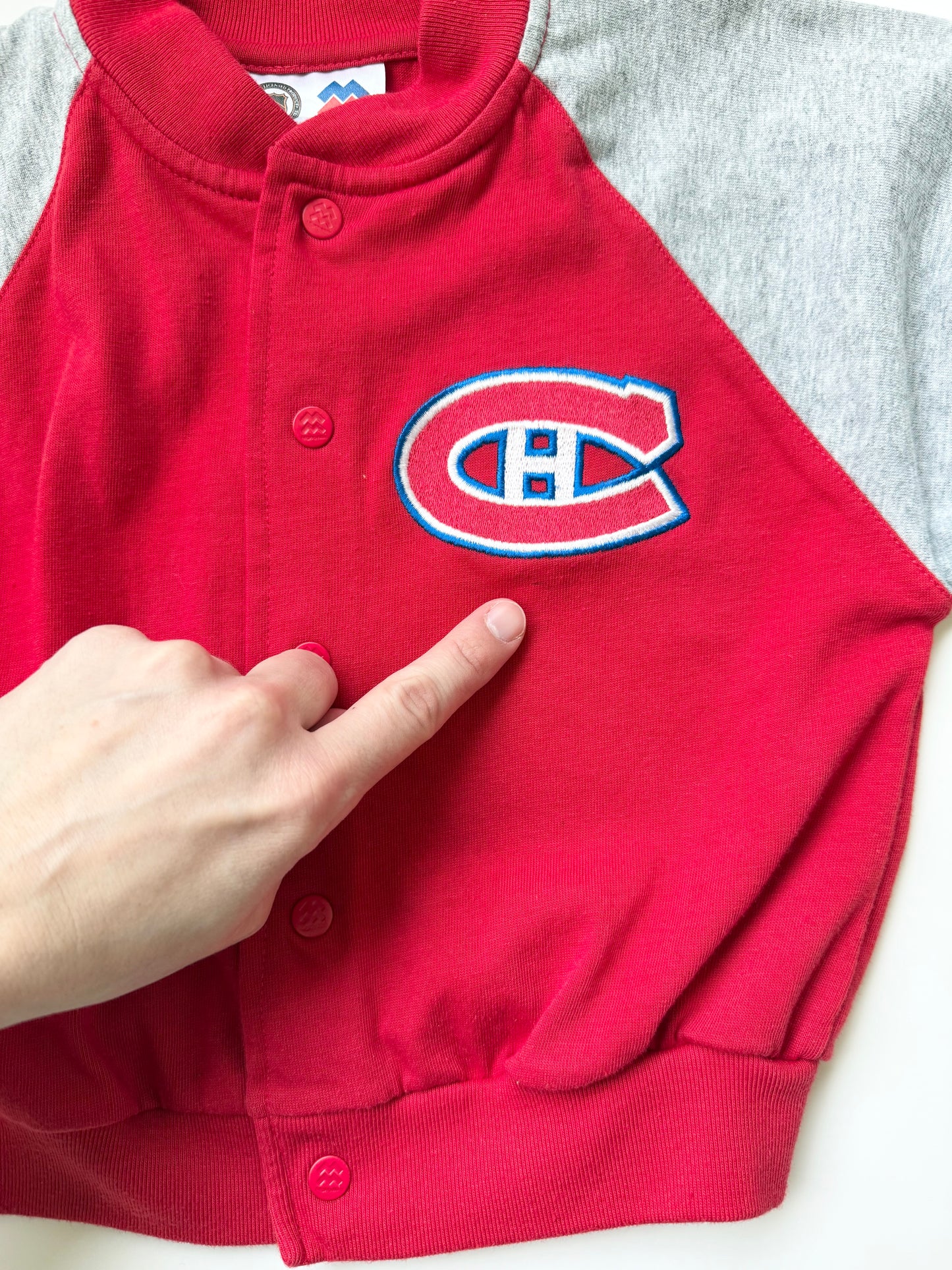 Montreal Canadiens Grey & Red Romper & Matching Bomber Sweater Hockey Set (24 Months)