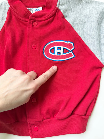 Montreal Canadiens Grey & Red Romper & Matching Bomber Sweater Hockey Set (24 Months)