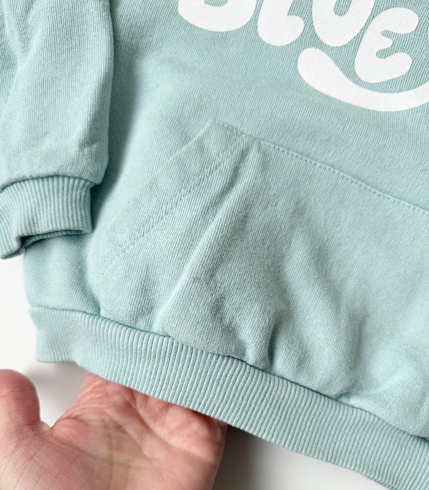 Zara x Bluey Light Blue “Bluey” Large Front Pocket Crewneck Sweater (12-18 Month)