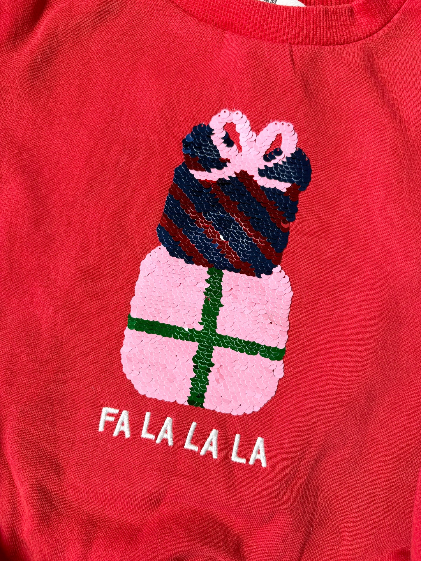 H&M Red “Falalala” Sequence Present & Teddy Sweater (4-6 Years)