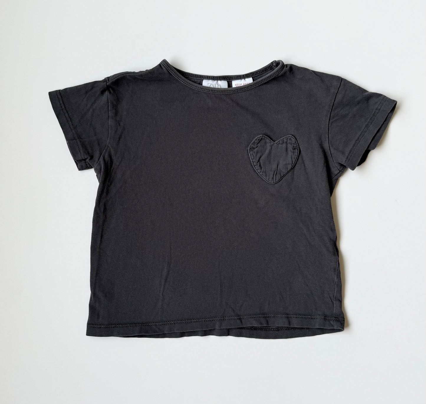Zara Dark Grey Heart Pocket T-Shirt (18-24 Months)