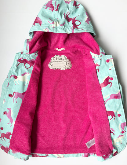 Hatley Blue & Pink Unicorns Rain Jacket (3T)