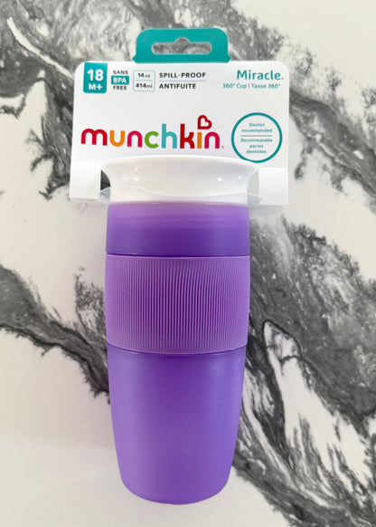 Munchkin Spill Proof Miracle 360 Cup 14oz in Purple - New
