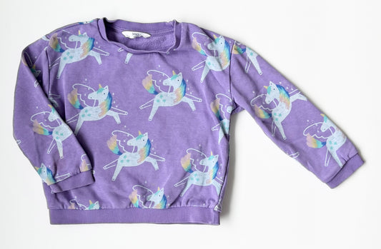 M&S Purple Unicorn Sweater (4-5 Years)