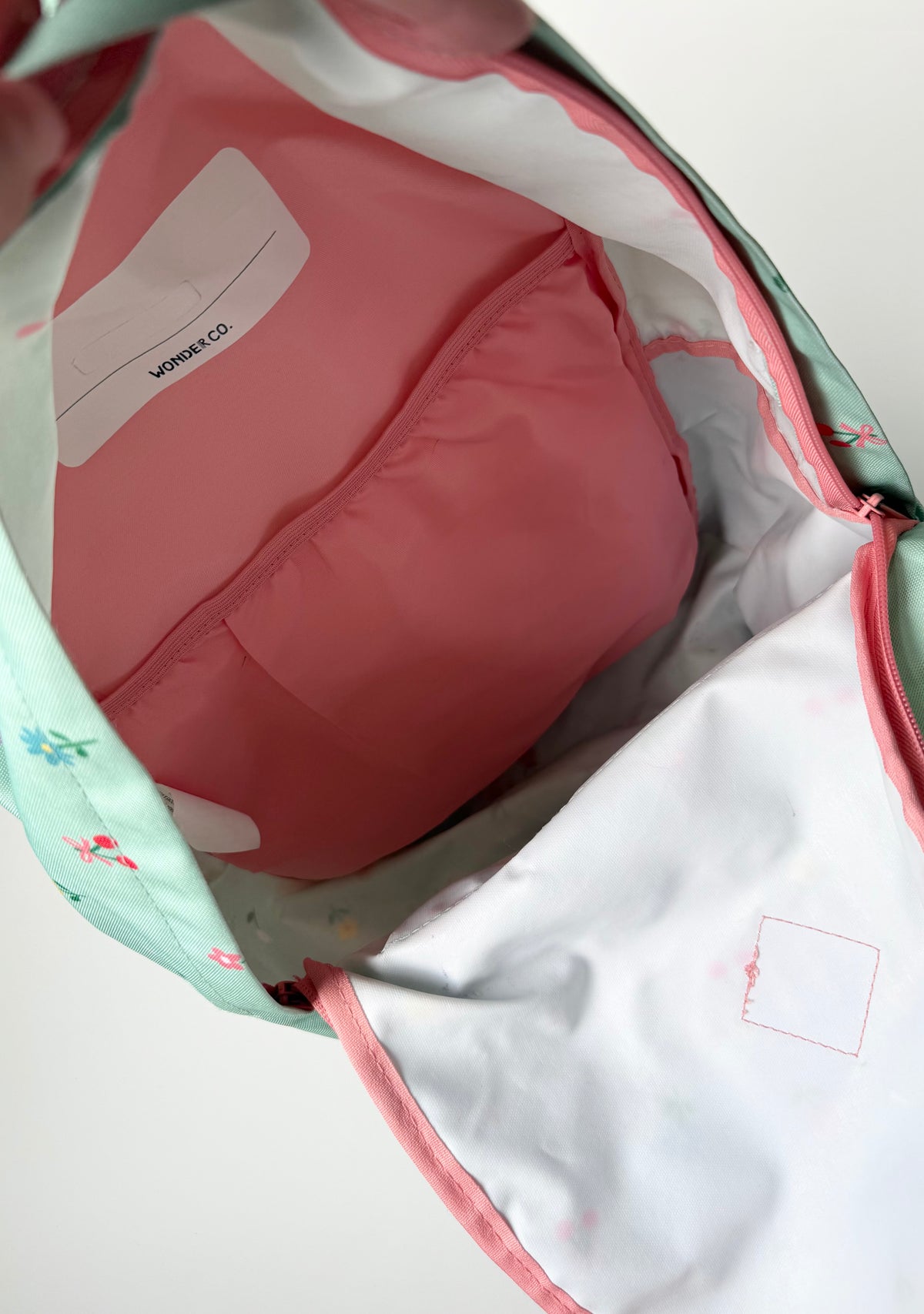 Wonder Co Green & Pink Floral Backpack & Matching Lunch Kit