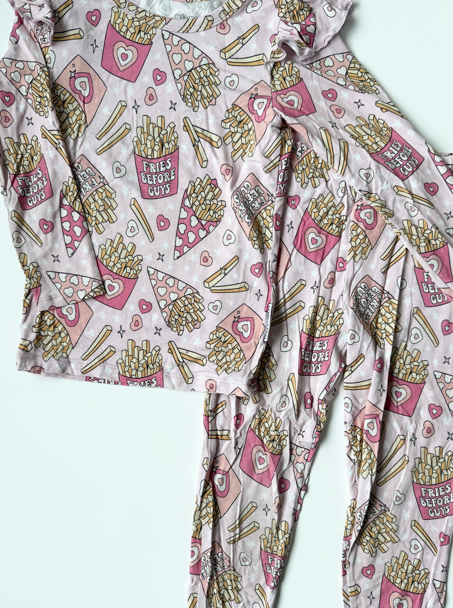 Milk + Coco Pink “Fries Before Guys” Two Piece PJ Set (3T)