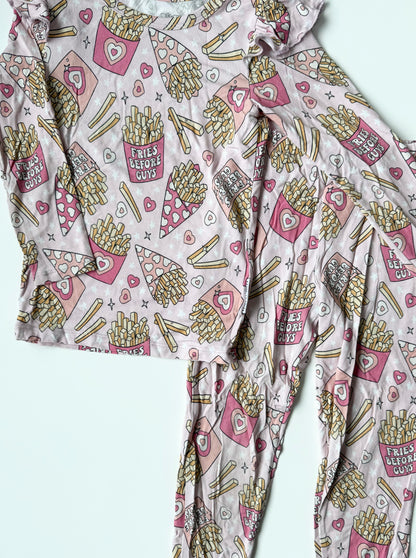 Milk + Coco Pink “Fries Before Guys” Two Piece PJ Set (3T)