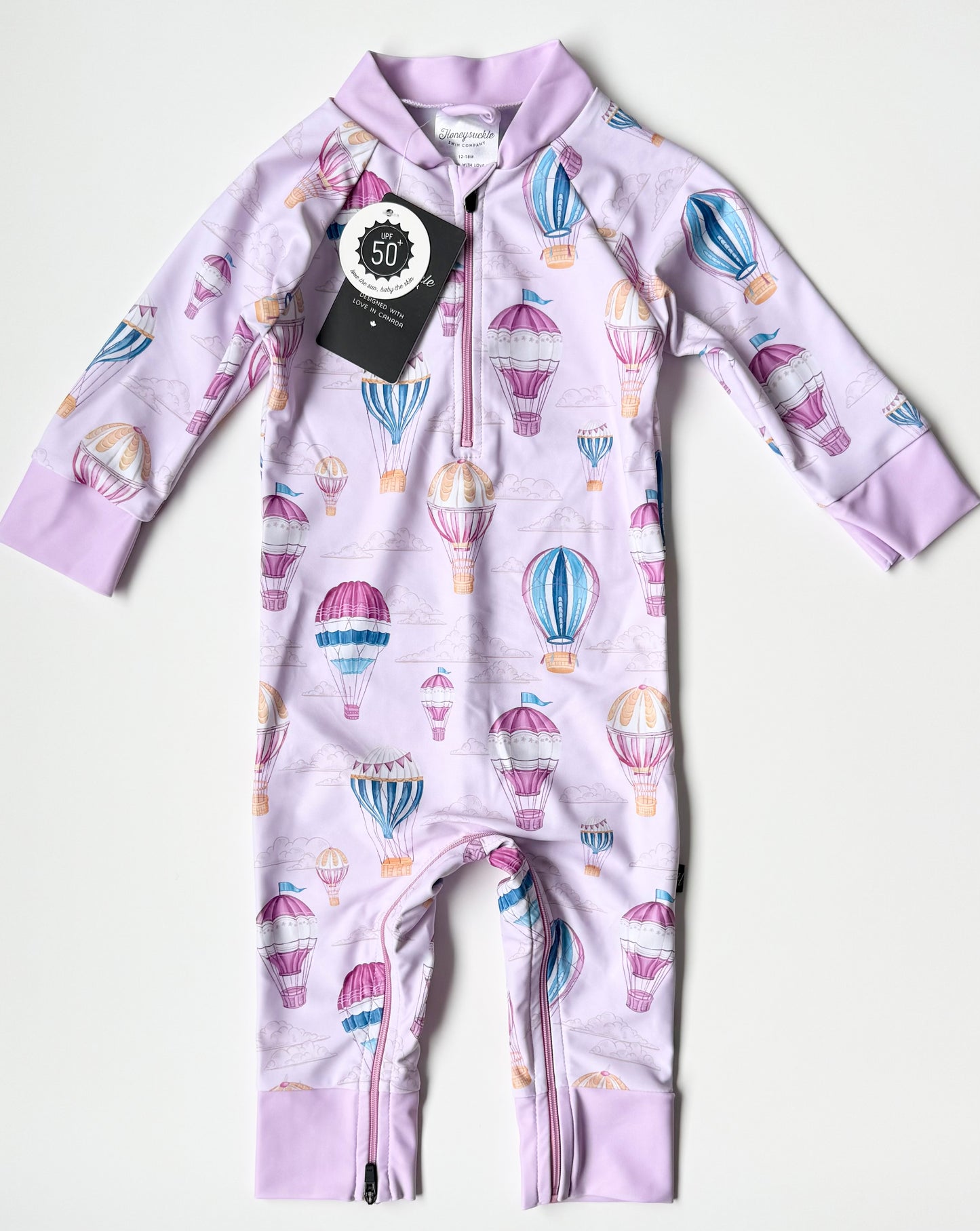 Honeysuckle Swim Purple “Sky’s the Limit” Full Coverage Sunsuit - New (12-18 Months)