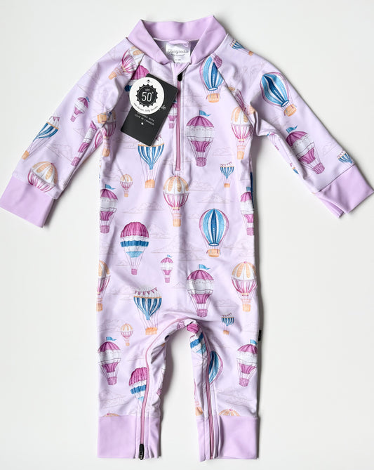 Honeysuckle Swim Purple “Sky’s the Limit” Full Coverage Sunsuit - New (12-18 Months)