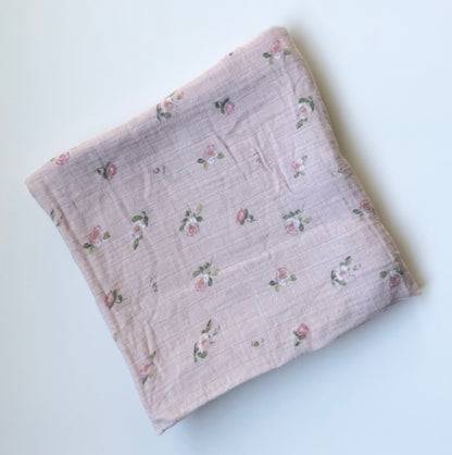 Momcozy Pink Floral Muslin Bamboo Swaddle Blanket