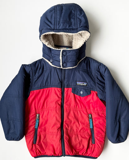 Patagonia Navy & Red Reversible Sherpa Tribbles Hoody Winter Jacket (4T)