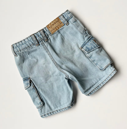 Zara Light Wash Jean Cargo Shorts (18-24 Months)