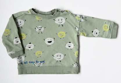 H&M Green “I Will Change The World” Smiley Sweater (6-9 Months)