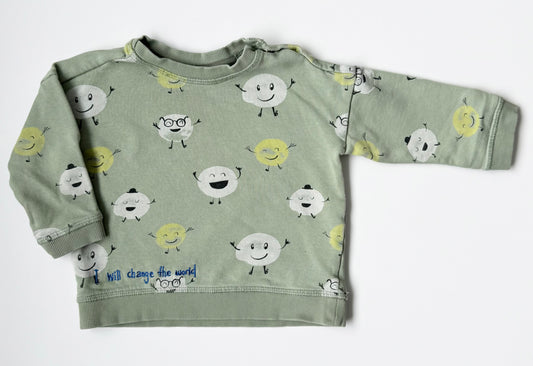 H&M Green “I Will Change The World” Smiley Sweater (6-9 Months)