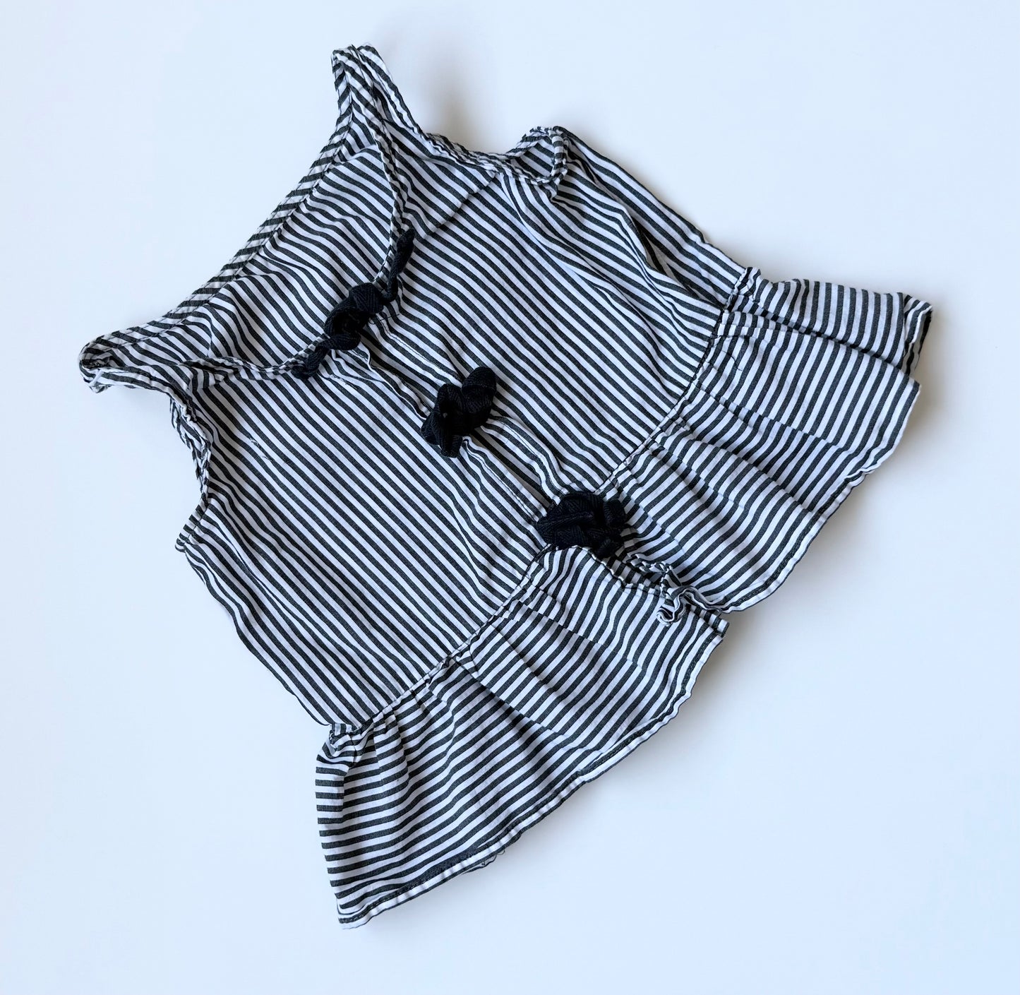 Zara Black & White Striped Cropped Peplum Tank (4T)