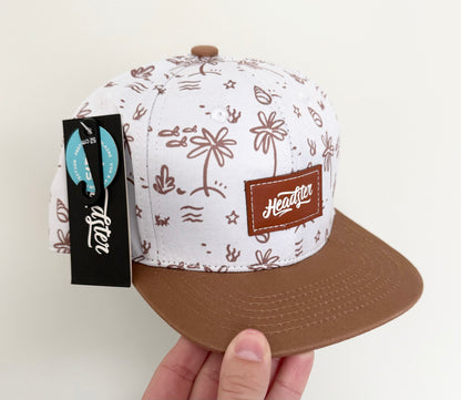 Headster Brown & White Palm Trees SnapBack Hat - New (52CM)