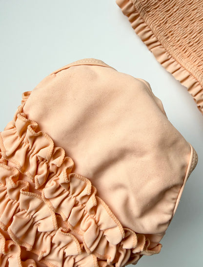 Ruffle Butts Peach Ruched & Ruffled Two Piece Swimsuit Set (3T)