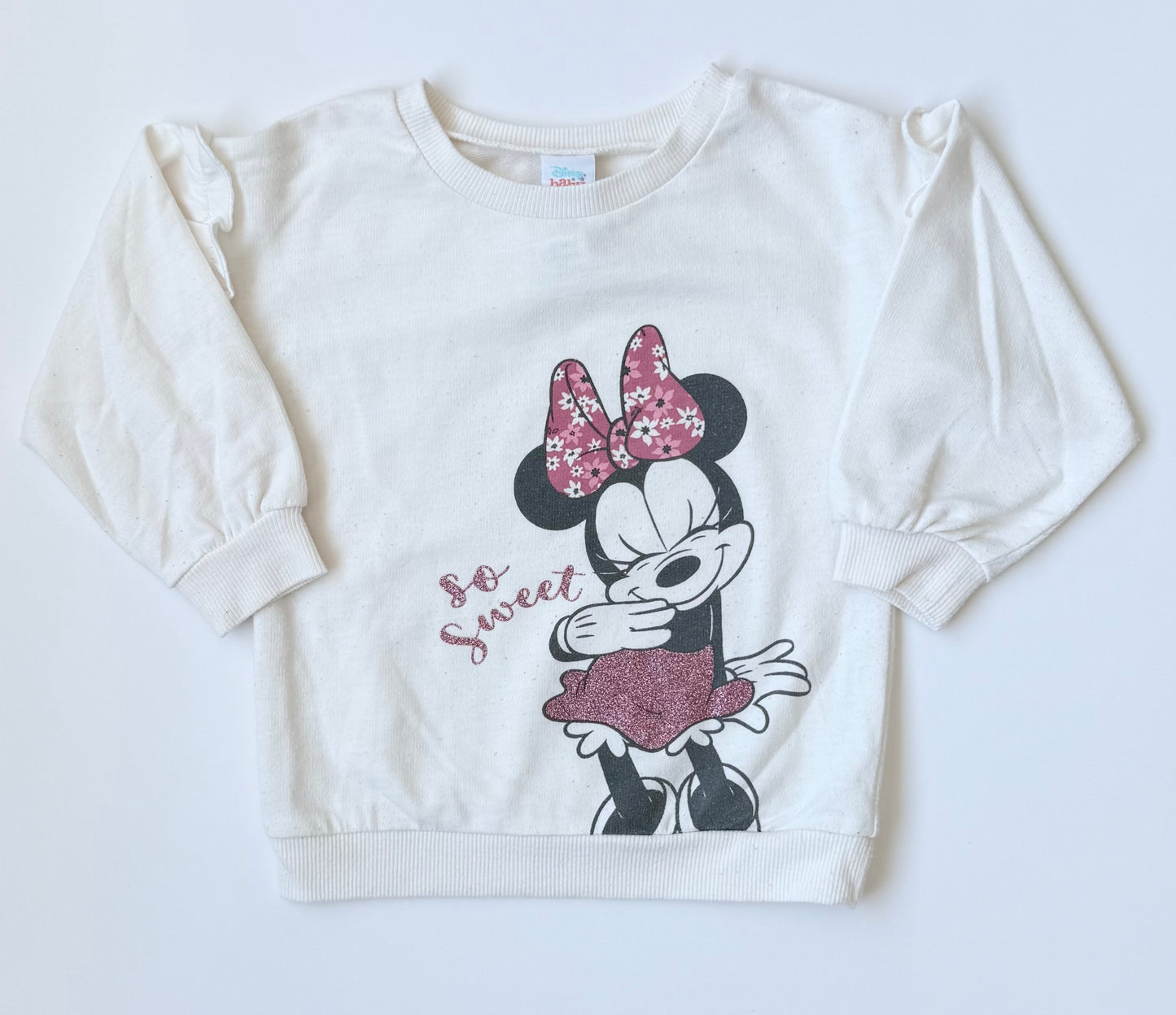 Disney Baby White & Pink Minnie Mouse Floral Sweater & Leggings Set (18-24 Months)