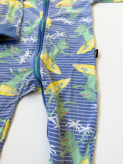 Bonds Wondersuit Blue Stripped Surfing Lizard Sleeper Romper (6-12 Months)