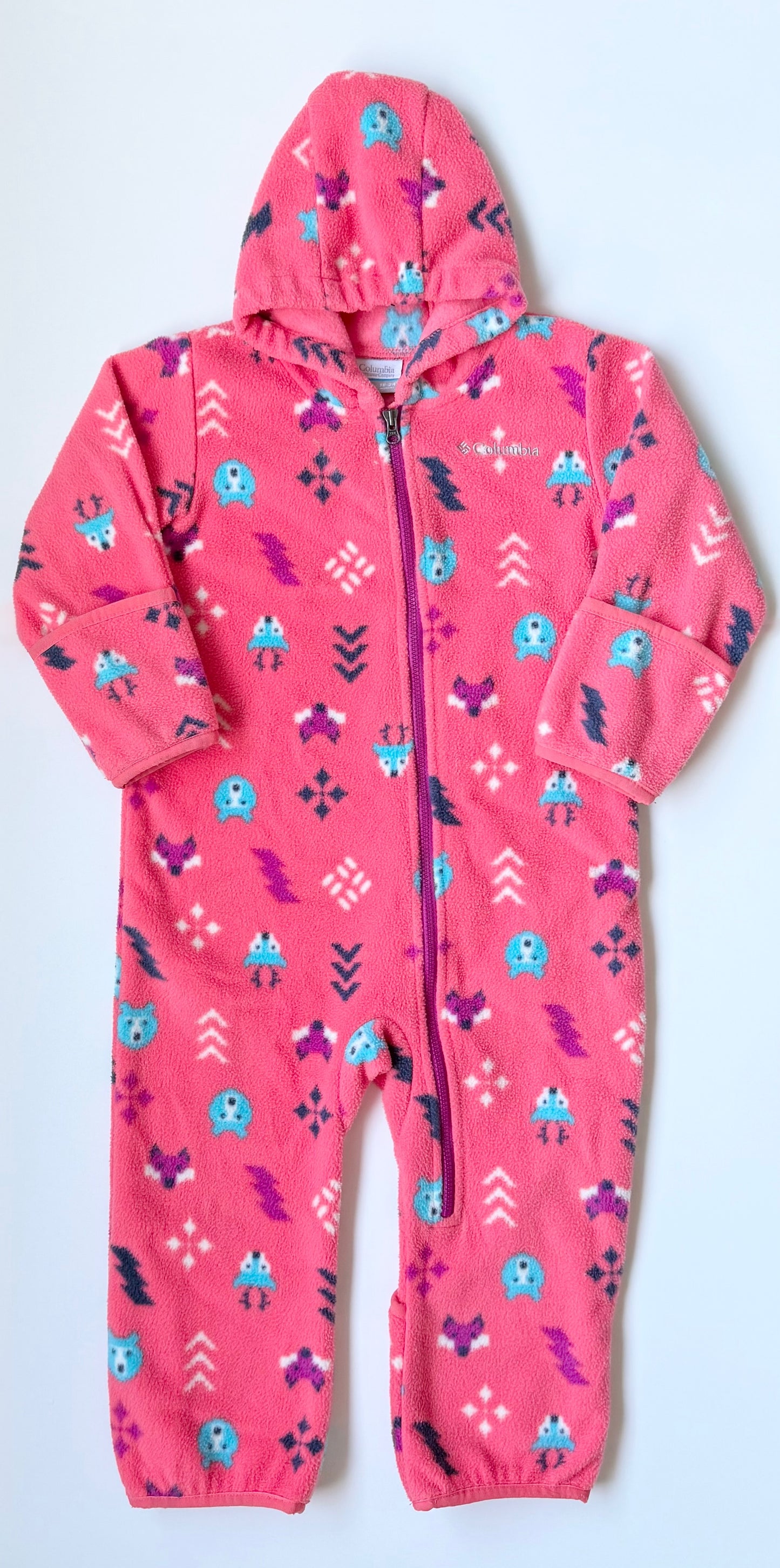 Columbia Pink Woodland Creatures Fleece Bunting Suit (18-24 Months)