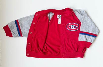 Montreal Canadiens Grey & Red Romper & Matching Bomber Sweater Hockey Set (24 Months)