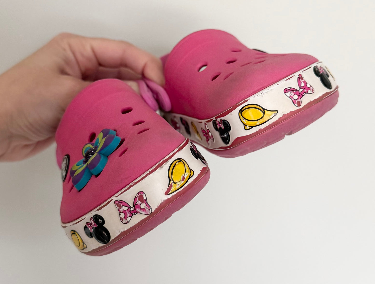 Crocs x Disney Pink Minnie Mouse Crocband Clog Slip Ons & Flower Jibbit (C10)
