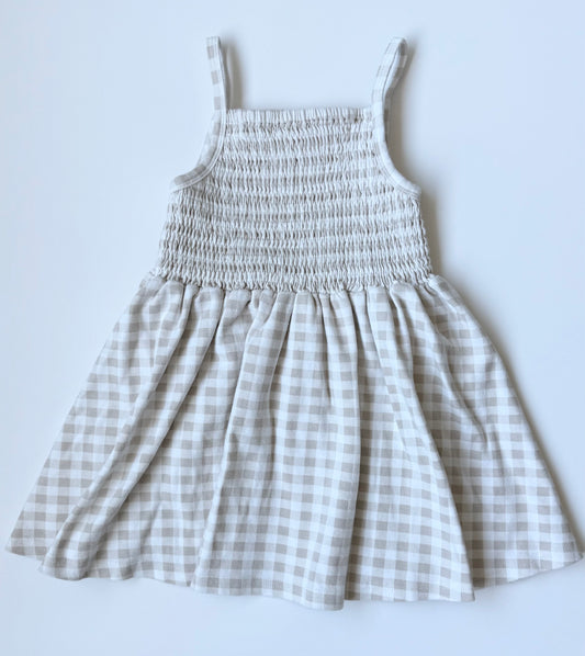 Alice + Ames White & Beige Gingham Tank Dress (4T)