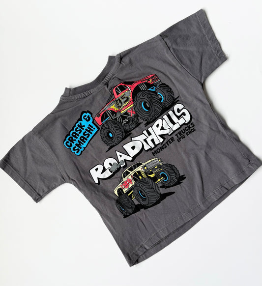 Zara Grey “Road Thrills” Monster Truck T-Shirt (2 Years)
