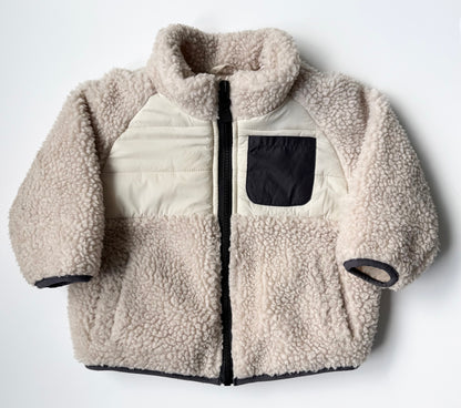 Zara Tan Sherpa & Black Pocket Jacket (9-12 Months)